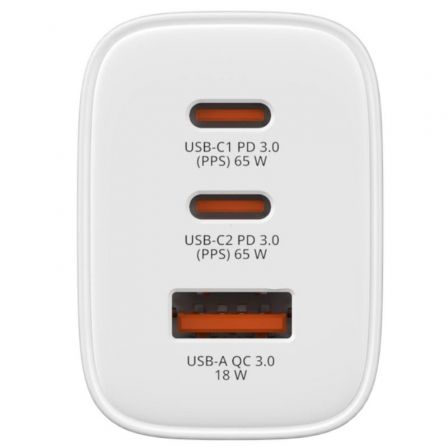 Verbatim Essentials Cargador de Pared GaN 65W 2xUSB-C 1xUSB-A Blanco